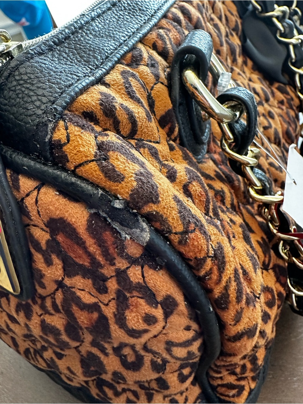 Betsey Johnson "Will You Be Mine" โค๏ธโ๐ฅ Leopard and Heart Quilted Satchel - Picture 10 of 16